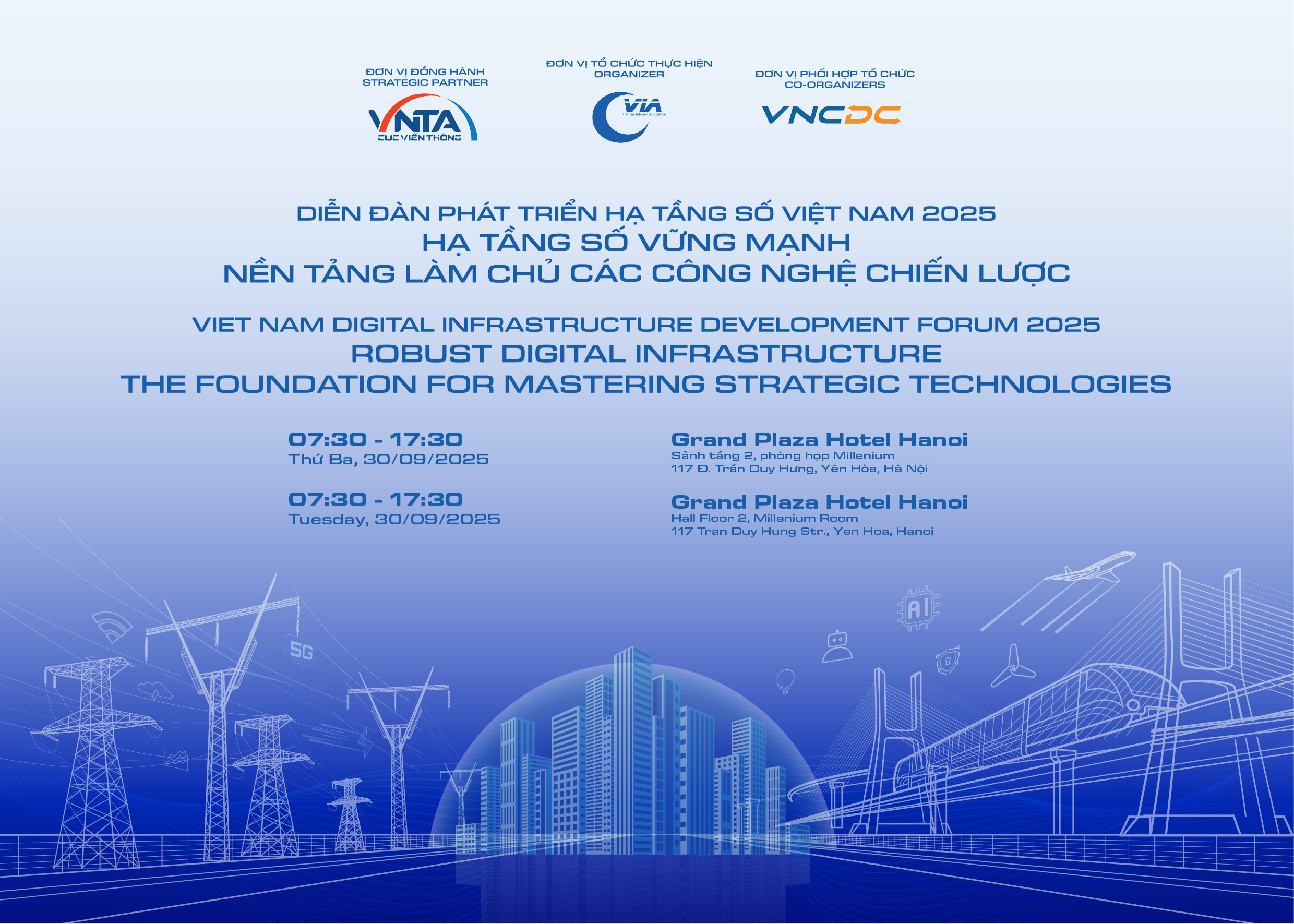 Mời đăng ký tham dự Diễn đàn Phát triển Hạ tầng số Việt Nam - DigiInfra 2025